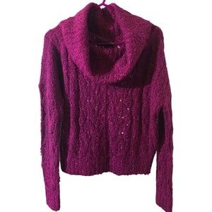 Sanctuary Boucle Cowl Neck Sweater Magenta Purple Women’s Sz XS